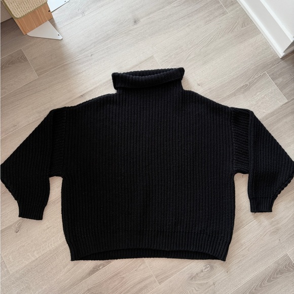 Free People Sweaters - Free People Chunky Knit Turtleneck Sweater Black Medium